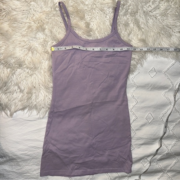 BKE | Core Extra Long Tank Top Cami Spaghetti Strap Voop Neck Light Purple Lilac - Picture 8 of 10